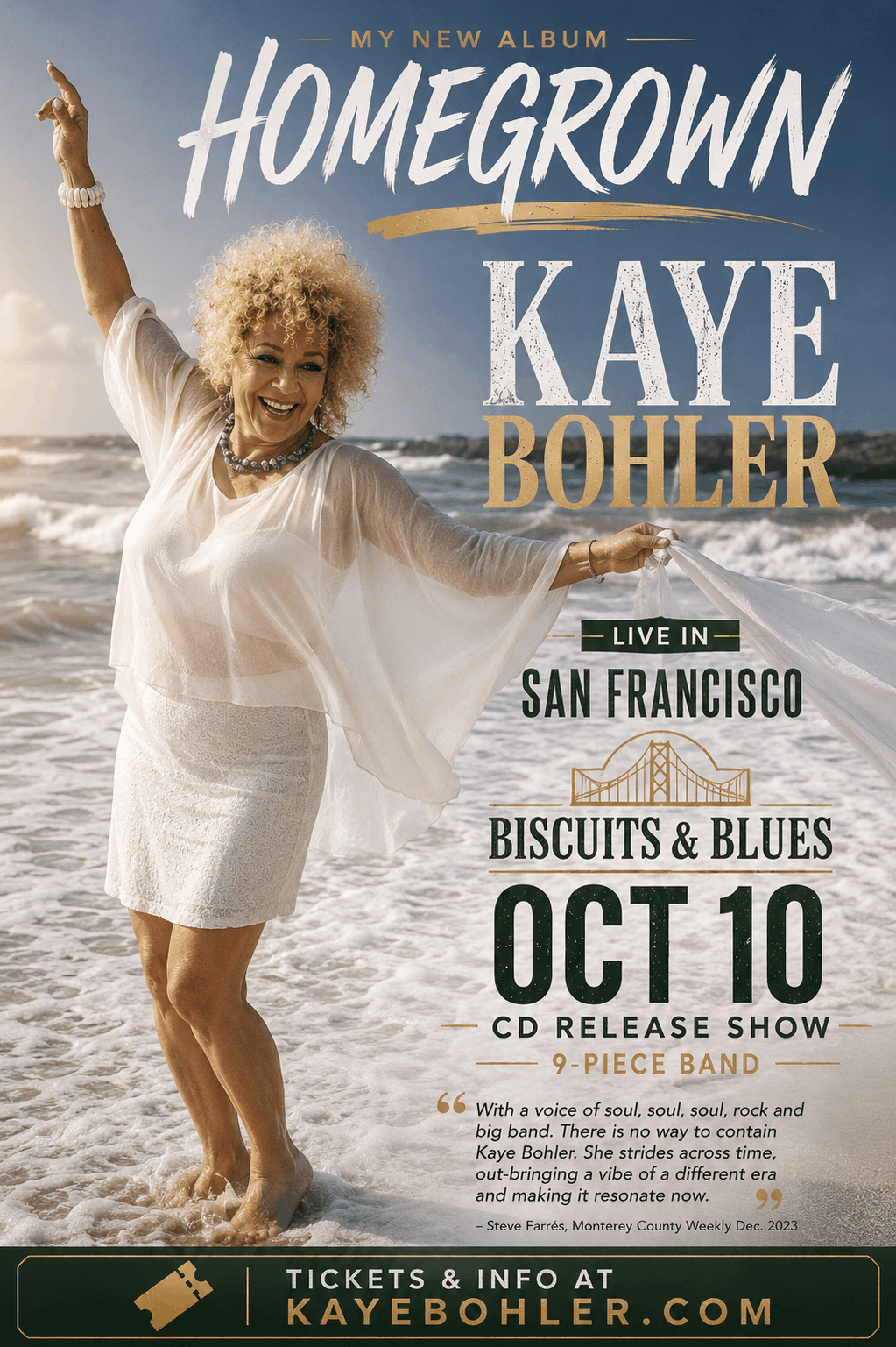 Kaye Bohler live in San Francisco, Oct 10