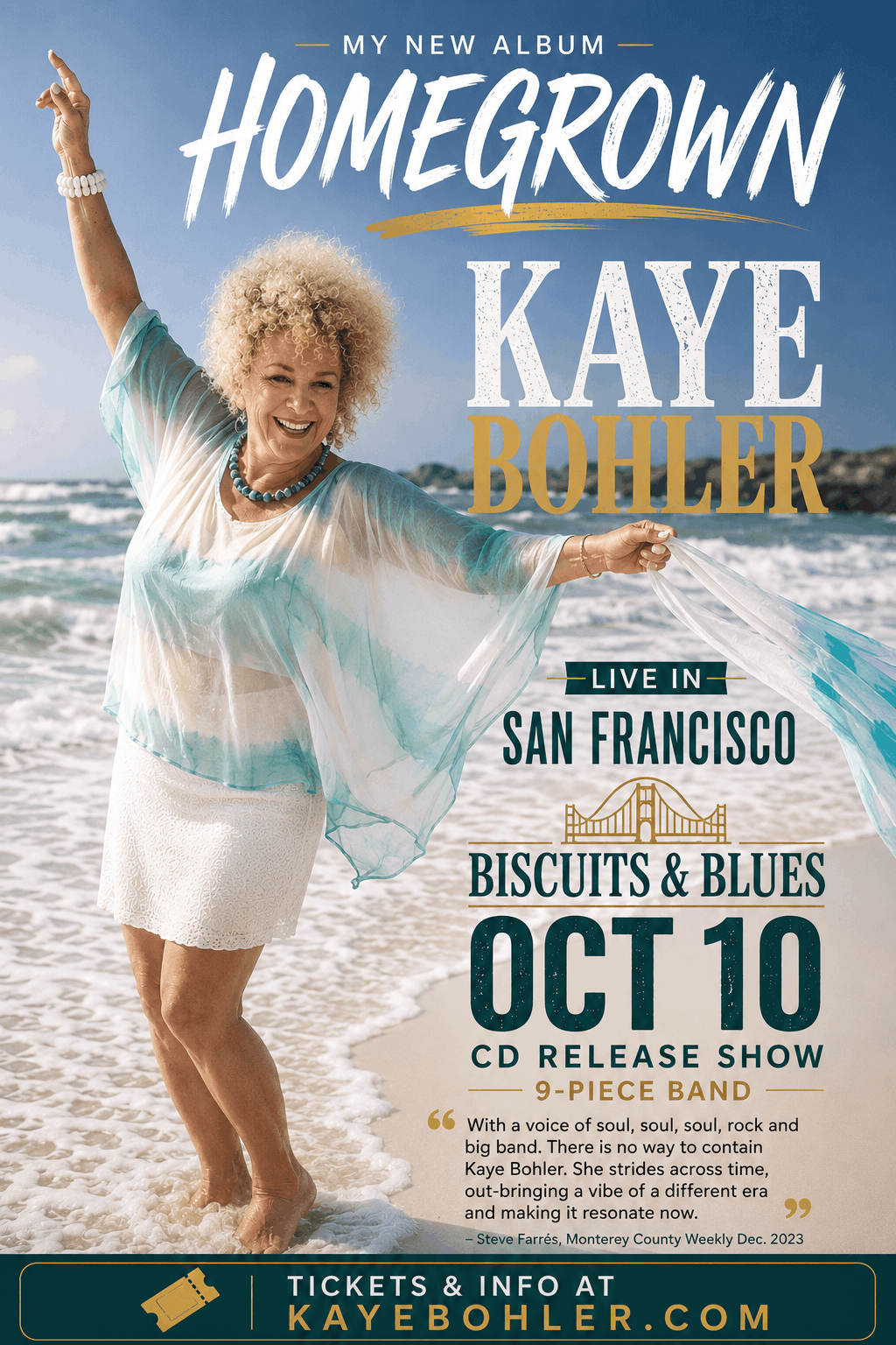 Kaye Bohler live in San Francisco, Oct 10